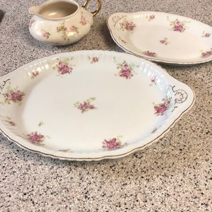 Vintage serving platters with Gravy boat